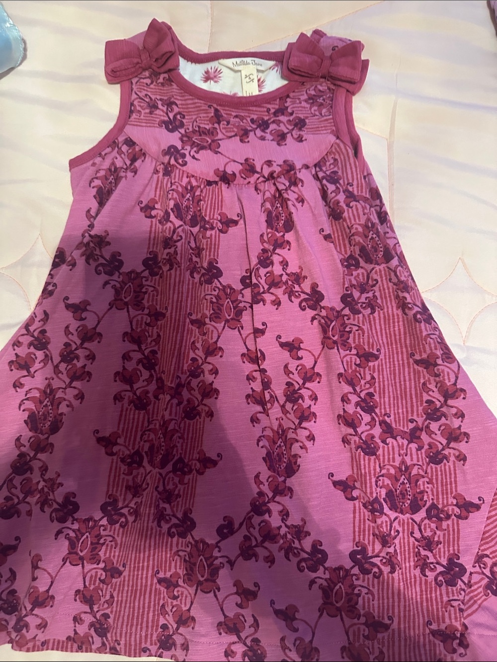 Matilda Jane Rose Pink Bow-Shoulder Floral Tank Dress